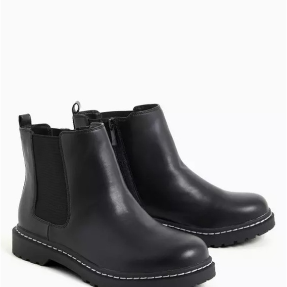 Black Faux Leather Chelsea Bootie (WW - Picture 6 of 8